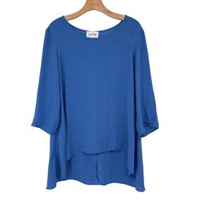 Joseph Ribkoff Womens top tunic High low Hem Blouse Size Large  Blue Loose Fit